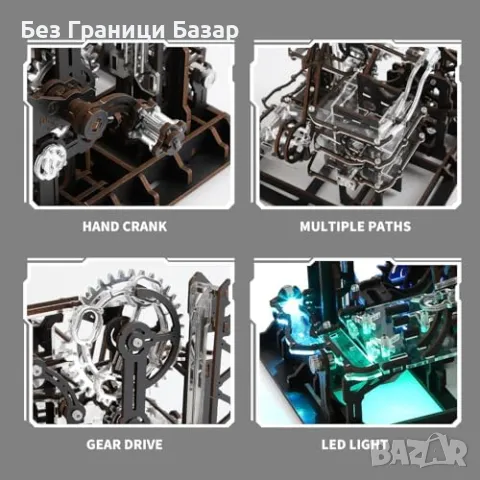 Нов Дървен 3D механичен пъзел със светлина – ръчно задвижван модел, снимка 6 - Декорация за дома - 48897117