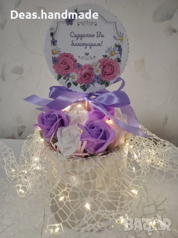 Светещ букет с ароматни рози, снимка 6 - Подаръци за рожден ден - 43046638