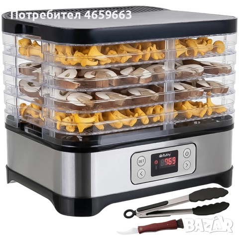 Дехидратор за храна, плодове, зеленчуци, гъби Ruhhy, Уред за сушене,LCD дисплей, Голям капацитет 10л, снимка 14 - Други - 52547236