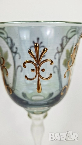 Две бохемски чаши за вино ръчно рисувани, снимка 4 - Чаши - 52140769