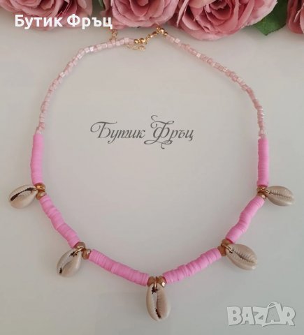 Чокър с миди розов , снимка 4 - Колиета, медальони, синджири - 37148486