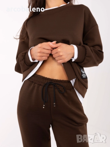 Дамски ежедневен комплект от две части с бяла вложка, 3цвята , снимка 9 - Комплекти - 52861151