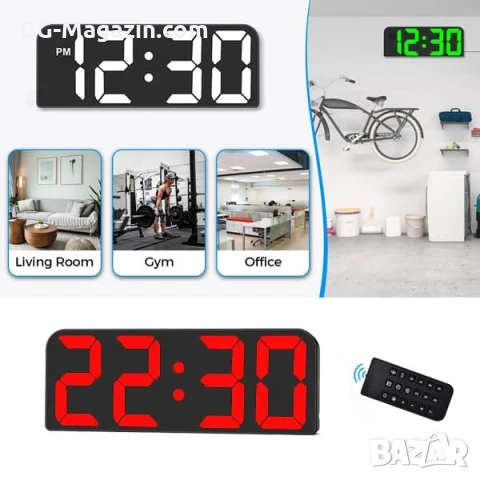 LED електронен часовник с големи цифри за стена или бюро с дистанционно USB светещ на ток аларма, снимка 2 - Други - 51038961