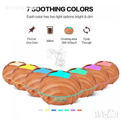 25874 Дифузер за ароматерапия с етерични масла и LED светлини