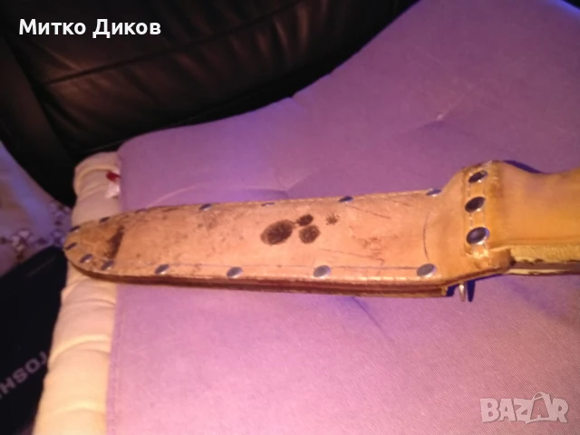 Масивен ловен нож дръжка еленов рог калъф естест.кожа 45см и острие 247х43мм дебелина 5мм, снимка 12 - Ножове - 51009467