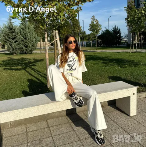 Панталон с широк крачол в бял цвят