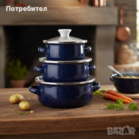 Комплект от 3 тенджери - 16см, 18см, 20см, снимка 4 - Прибори за хранене, готвене и сервиране - 53343938