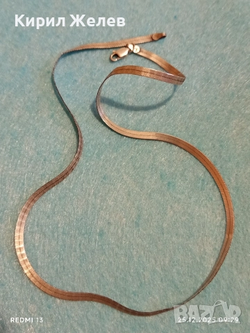 Нежен лентовиден сребърен ланец Ретро Арт бижу 26461