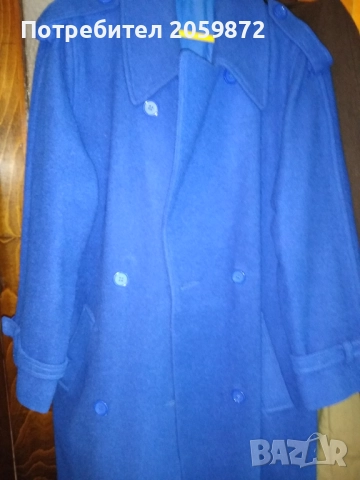 Палто синьо, вълнено, снимка 5 - Палта, манта - 52383273