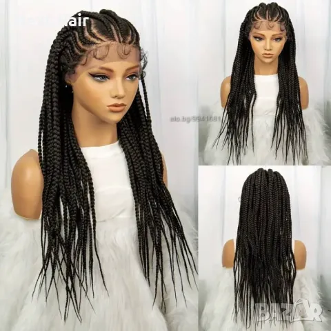 Черна лейс фронт перука с дантела на плитки рибена кост, снимка 1