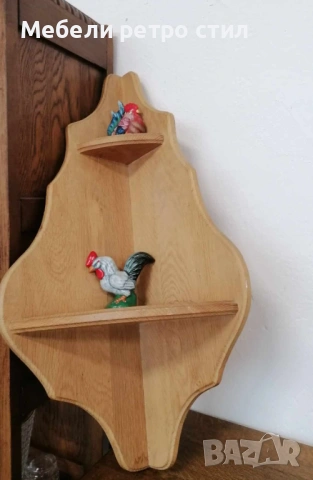 Ефектна ъглова етажерка от дъб с красива естествена шарка. Изключително стилна и практична., снимка 3 - Етажерки - 53524810