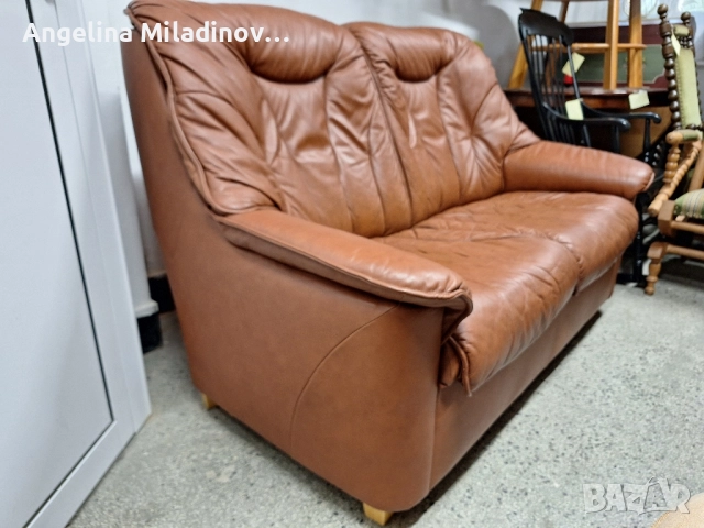 Диван двойка естествена кожа , снимка 3 - Дивани и мека мебел - 52065595