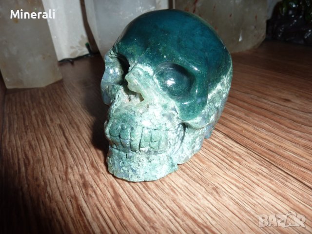 Интересен череп от мъхов ахат, снимка 1 - Подаръци за мъже - 43187527