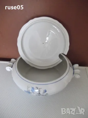 Супник порцеланов на сини цветя български от соца, снимка 3 - Кутии за храна - 47500332