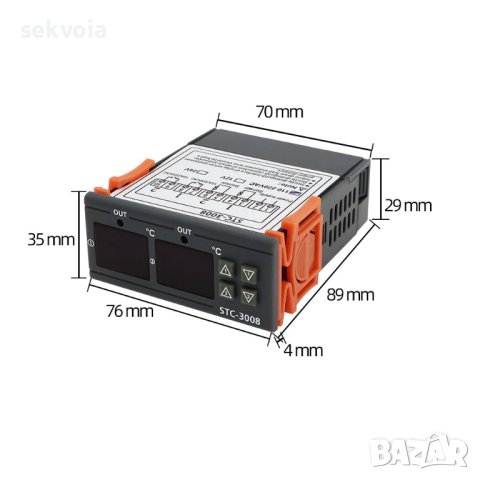 Двоен цифров STC-3008 термостат, термоконтролер DC 24, снимка 3 - Друга електроника - 43249829