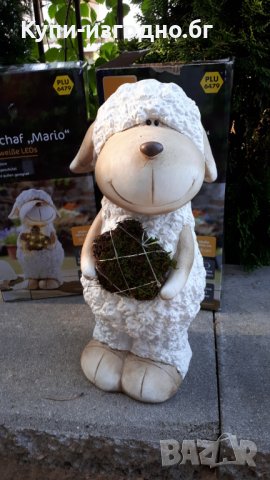 Градинска декорация - Овца с 14 лед диода , 35 см , бял цвят
