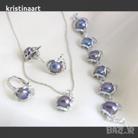 Комплект от пет части черни перли*Елза 1*