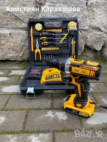 Ударен Винтоверт Kraftroyal 36V 8Ah с инструменти, снимка 4 - Винтоверти - 49306458