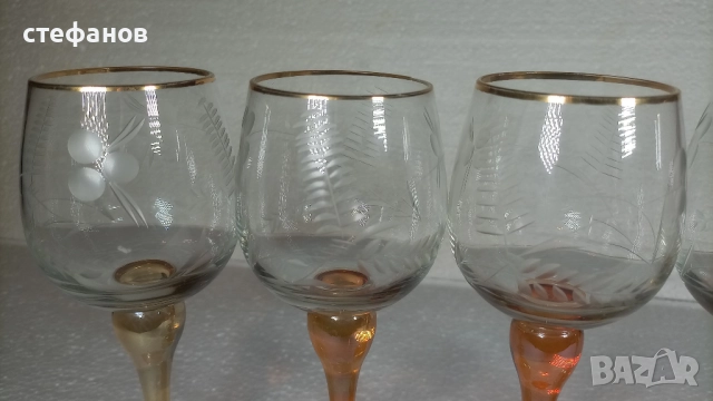Много красиви чаши за алкохол, калиево стъкло, ръчна гравюра, 4 бр, снимка 3 - Чаши - 52438875