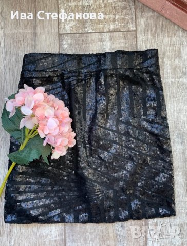 Нова еластична черна къса парти коктейлна официална за дискотека пола пайети , снимка 2 - Поли - 43024406