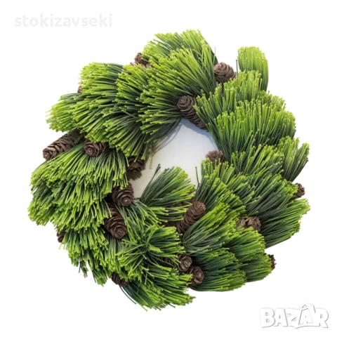 Коледен венец с шишарки, 30 см