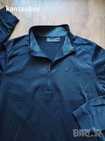  Under ARMOUR FLEECE 1/2 ZIP - страхотна мъжка блуза КАТО НОВА Л, снимка 2 - Спортни дрехи, екипи - 52756358
