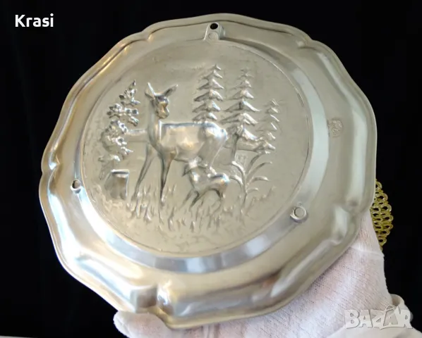 Пано от калай Сърна с малко Еленче. , снимка 2 - Антикварни и старинни предмети - 49500734