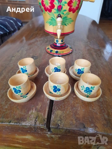 Стар дървен самовар,хохлома, снимка 2 - Други ценни предмети - 53525475