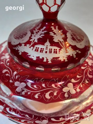 Кристален чайник рубинен кристал  Bohemia , снимка 2 - Аксесоари за кухня - 38042936