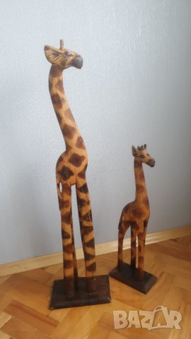 Дървени африкански фигури на жирафи, снимка 7 - Антикварни и старинни предмети - 43900744