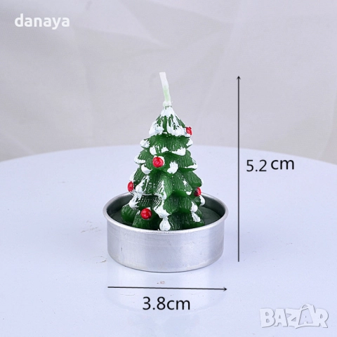 6138 Коледни чаени свещи Елхички, 3 броя, снимка 5 - Декорация за дома - 51899578