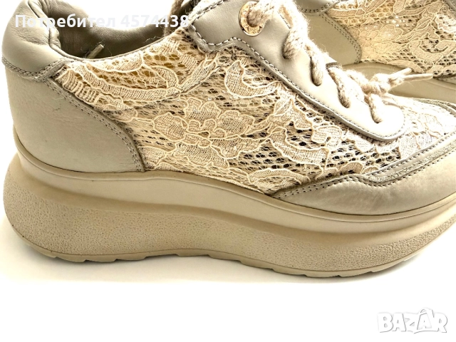 Оригинални Кожени Кецове Daris с Дантела Бежови, снимка 11 - Кецове - 52794378