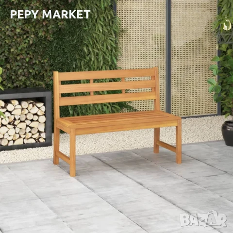 Градинска пейка, 114 см, тик масив Материал: Фино шлайфано твърдо тиково дърво с финиш на водна осно, снимка 5 - Градински мебели, декорация  - 51395993