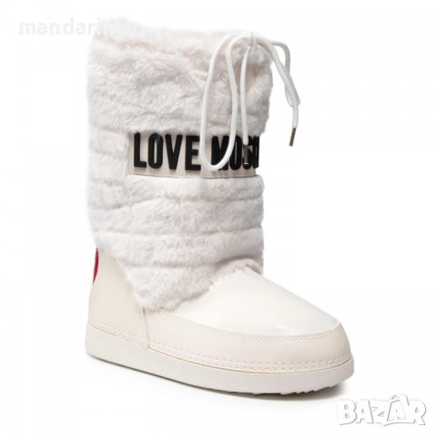 LOVE MOSCHINO № 39 & 40 🍊 Дамски кожени апрески с пух SNOWY WHITE нови с етикети, снимка 2 - Дамски апрески - 39521337