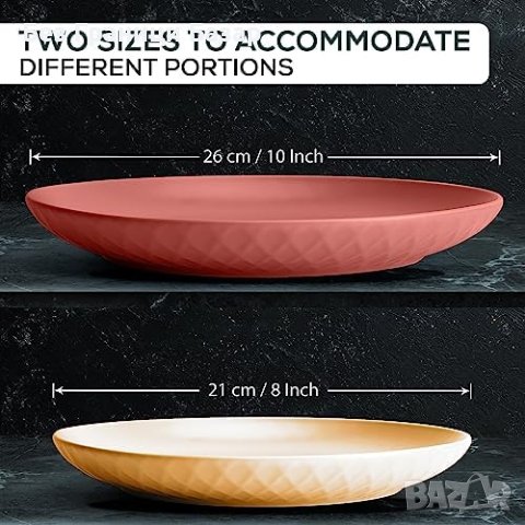 Нов комплект от 6 броя Елегантни Керамични Чинии MIAMIO 21cm, снимка 2 - Други стоки за дома - 43294417