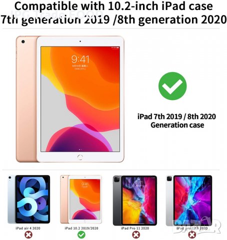 iPad 8th Generation 2020 / 7th Generation 2019 10.2 инча калъф Auto Wake/Sleep, снимка 5 - Таблети - 32364751