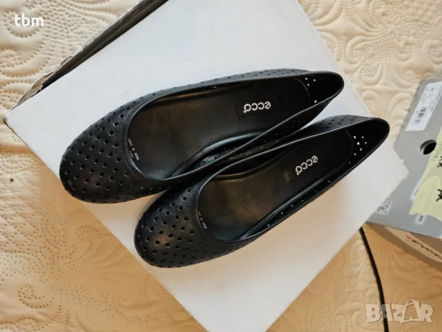 Балеринки ECCO, черни, естествена кожа , снимка 3 - Дамски ежедневни обувки - 48432696