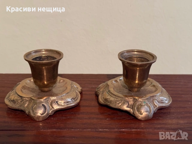 Чифт месингови свещници, снимка 3 - Други ценни предмети - 53062427