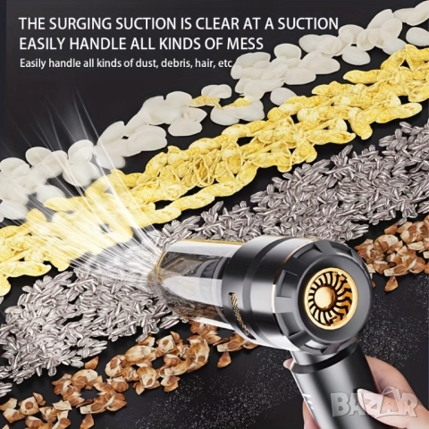 Преносима Мощна Мини Прахосмукачка 4-в-1 20000PA - Компресор, Прахосмукачка, Въздушна Помпа!, снимка 8 - Прахосмукачки - 51433646