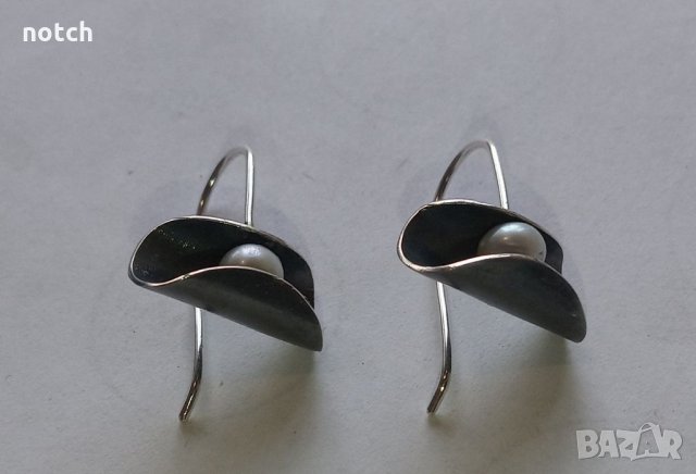 Сребърни обеци с перли, снимка 3 - Обеци - 32808051