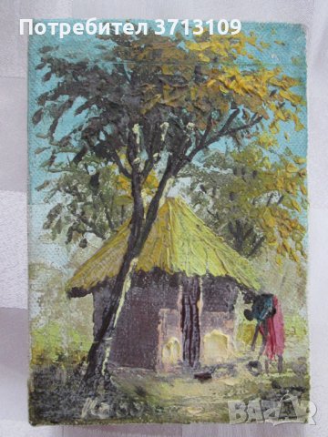 Картина миниатюра масло, платно, подпис