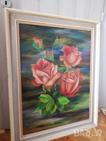 Голяма картина масло / платно 1971 година., снимка 4 - Антикварни и старинни предмети - 35219348