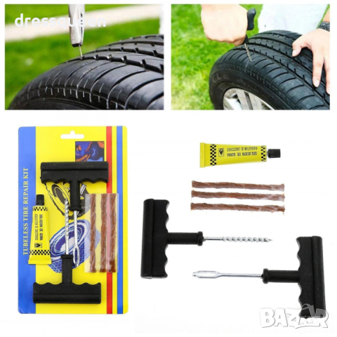 1689 РЕМОНТЕН КОМПЛЕКТ ЗА ЛЕПЕНЕ НА СПУКАНИ АВТОМОБИЛНИ ГУМИ С ФИТИЛИ, снимка 6 - Аксесоари и консумативи - 44872036