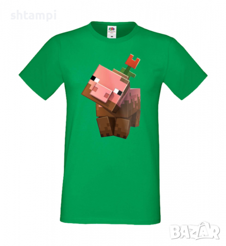 Мъжка тениска Flower Pig,Minecraft,Игра,Забавление,подарък,Изненада,Рожден Ден.