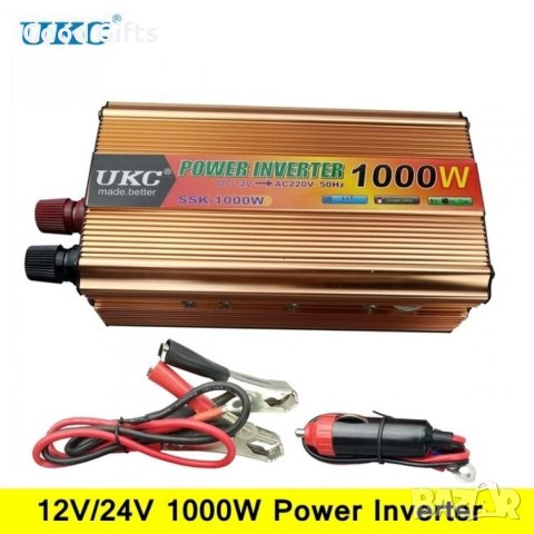 Инвертор на напрежение, UKC, 12V / 24V 220V, мощност 1000W, снимка 2 - Друга електроника - 42990246