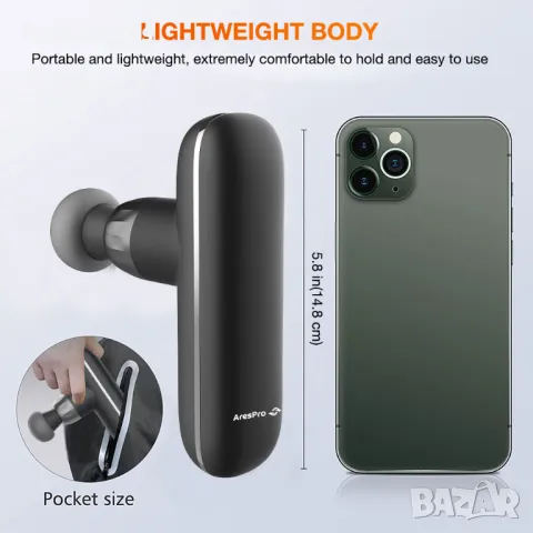 Професионален мини масажен пистолет AresPro TM306, снимка 2 - Масажори - 47686291