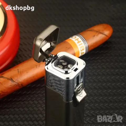 HL1005 Метална запалка за пури с 4 струен пламък, снимка 4 - Запалки - 48988211