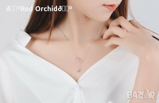 Ново дамско елегантно сребърно колие s925 " Сърца ", снимка 2 - Колиета, медальони, синджири - 27360890