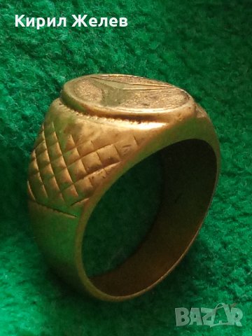 Пръстен с ЕМБЛЕМА на МЕРЦЕДЕС стар бронзов ПОЗЛАТЕН РЪЧНА ВИНТИДЖ ИЗРАБОТКА 72381, снимка 3 - Антикварни и старинни предмети - 33370329