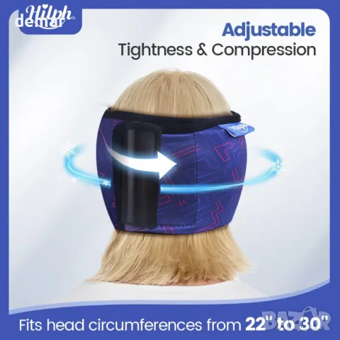 Hilph Регулируема маска за облекчаване на мигрена и главоболие, синя, снимка 2 - Други - 49903909